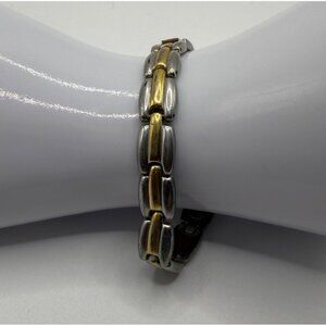 Two-Tone  8 Inches Stainless Steel Magnetic Therapy Link Bracelet